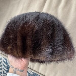 Vintage Genuine Mink Fur Hat – Dark Brown